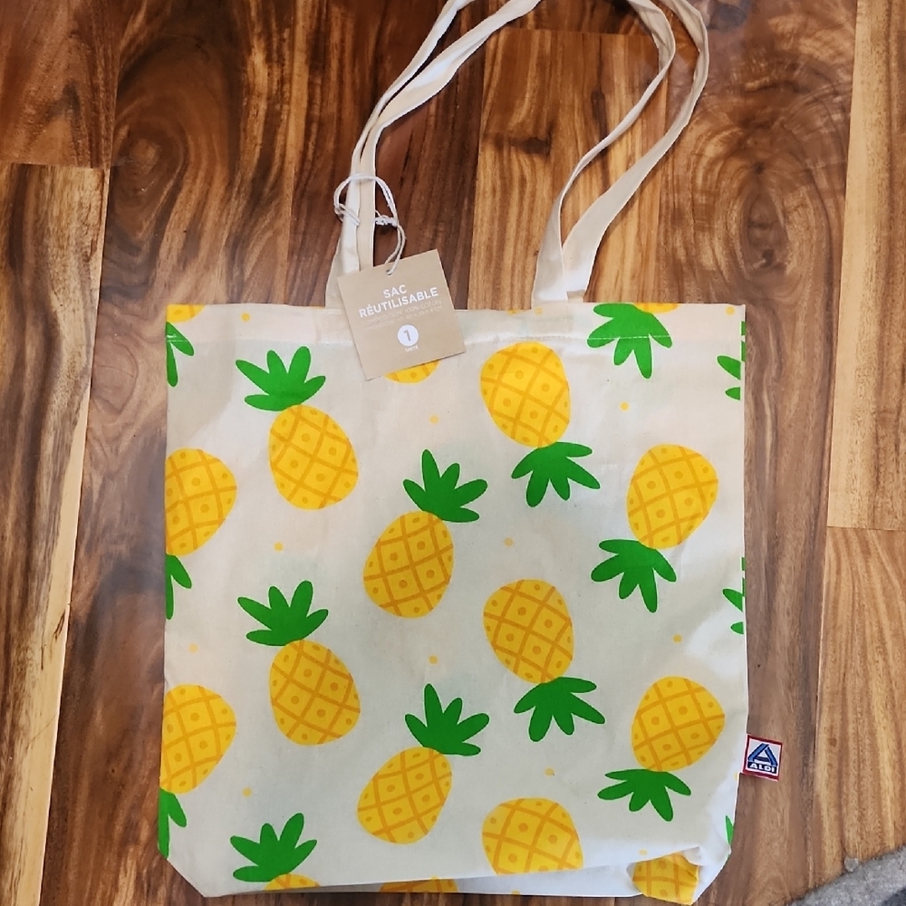 Reusable Pineapple Print Tote Bag